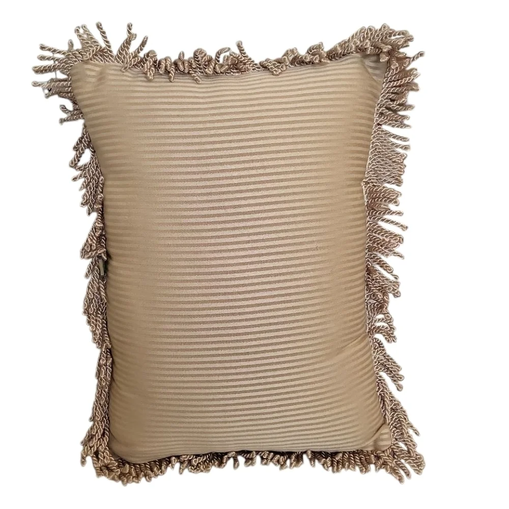 Gold Floral Paisley Transitional Decorative Throw Pillow Fringe